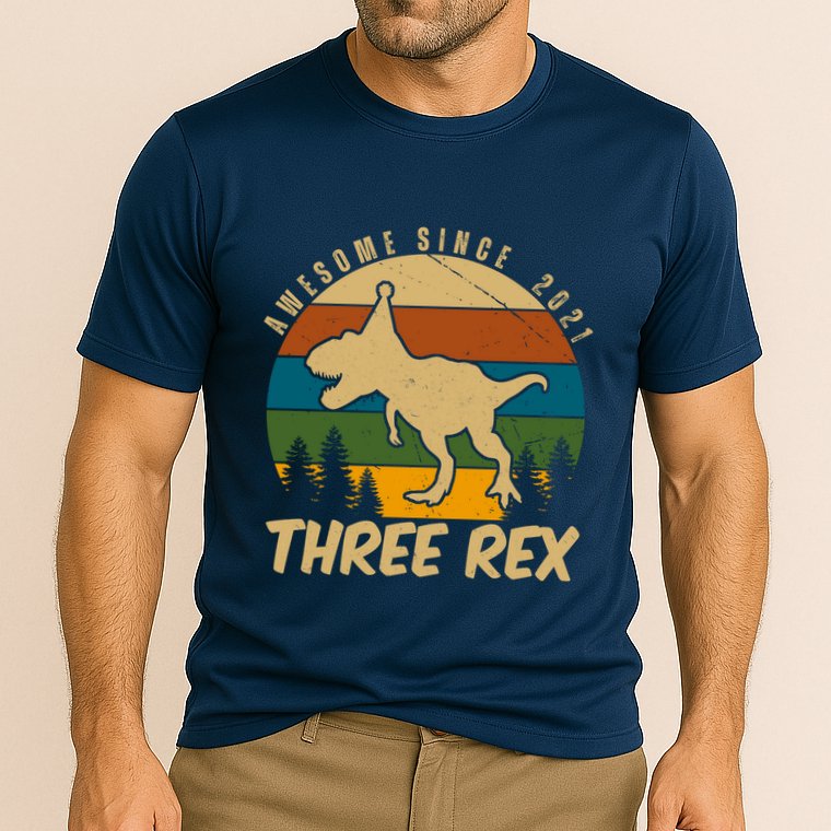 Awesome 3rd Birthday Dinosaur Gift Cooling Performance Crew T-Shirt