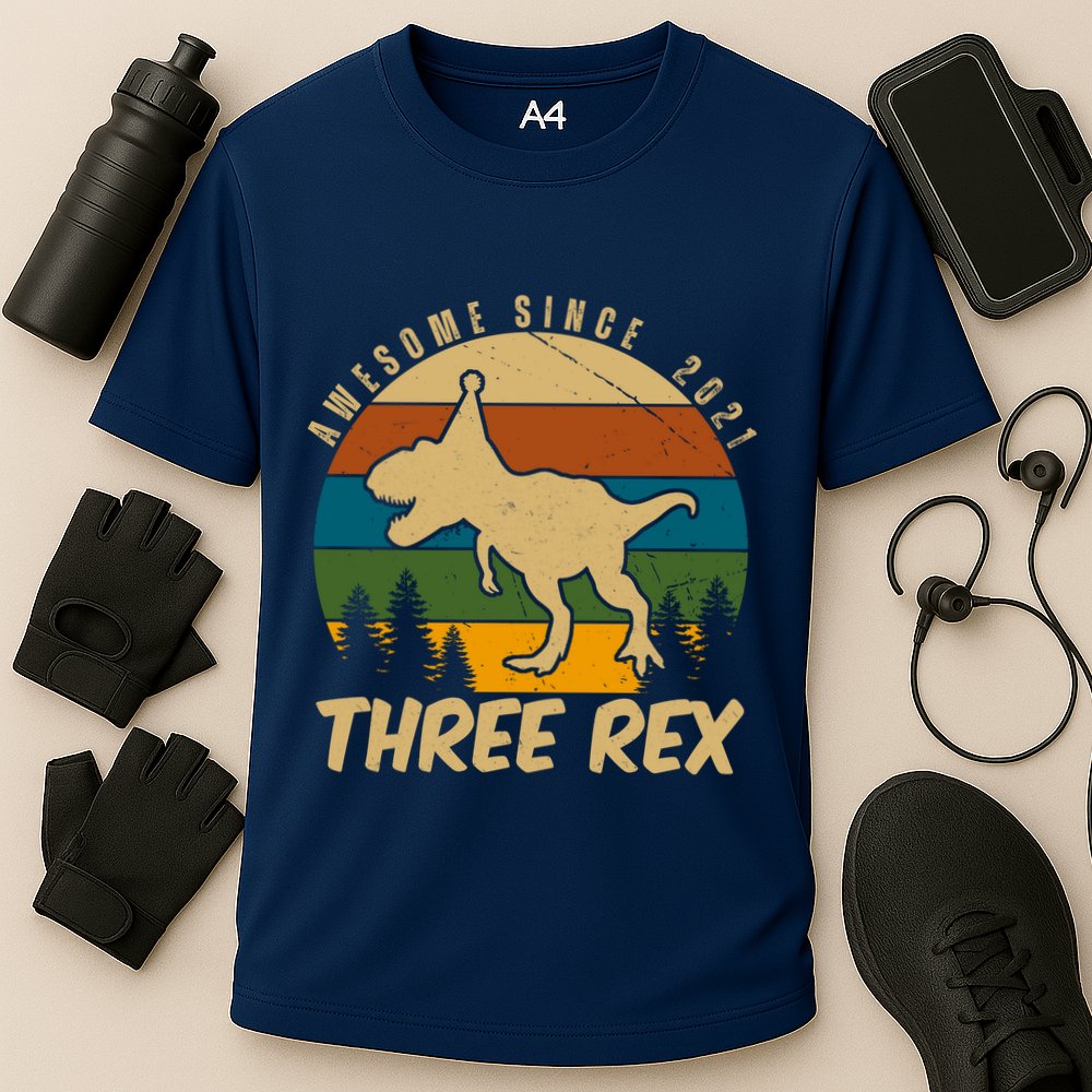 Awesome 3rd Birthday Dinosaur Gift Cooling Performance Crew T-Shirt