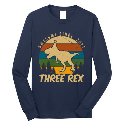 Awesome 3rd Birthday Dinosaur Gift Long Sleeve Shirt