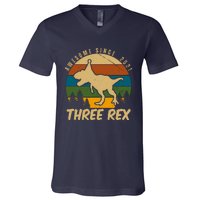 Awesome 3rd Birthday Dinosaur Gift V-Neck T-Shirt