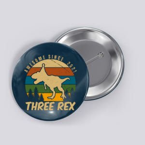 Awesome 3rd Birthday Dinosaur Gift Button