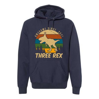 Awesome 3rd Birthday Dinosaur Gift Premium Hoodie