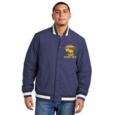 Awesome 3rd Birthday Dinosaur Gift Insulated Varsity Jacket