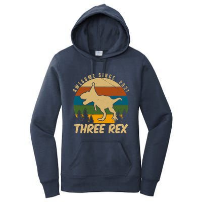 Awesome 3rd Birthday Dinosaur Gift Women's Pullover Hoodie