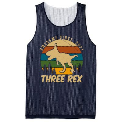 Awesome 3rd Birthday Dinosaur Gift Mesh Reversible Basketball Jersey Tank