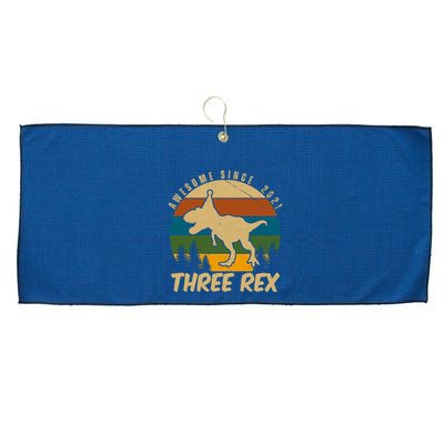 Awesome 3rd Birthday Dinosaur Gift Large Microfiber Waffle Golf Towel