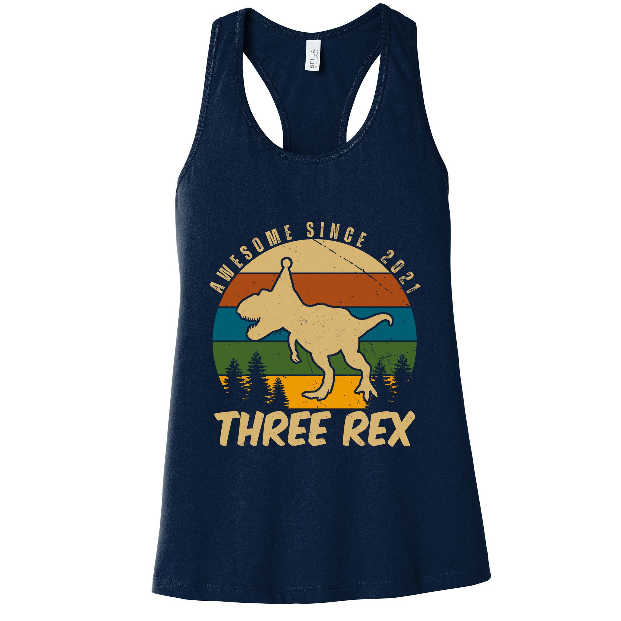 Awesome 3rd Birthday Dinosaur Gift Womens Tank Top
