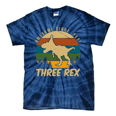 Awesome 3rd Birthday Dinosaur Gift Tie-Dye T-Shirt