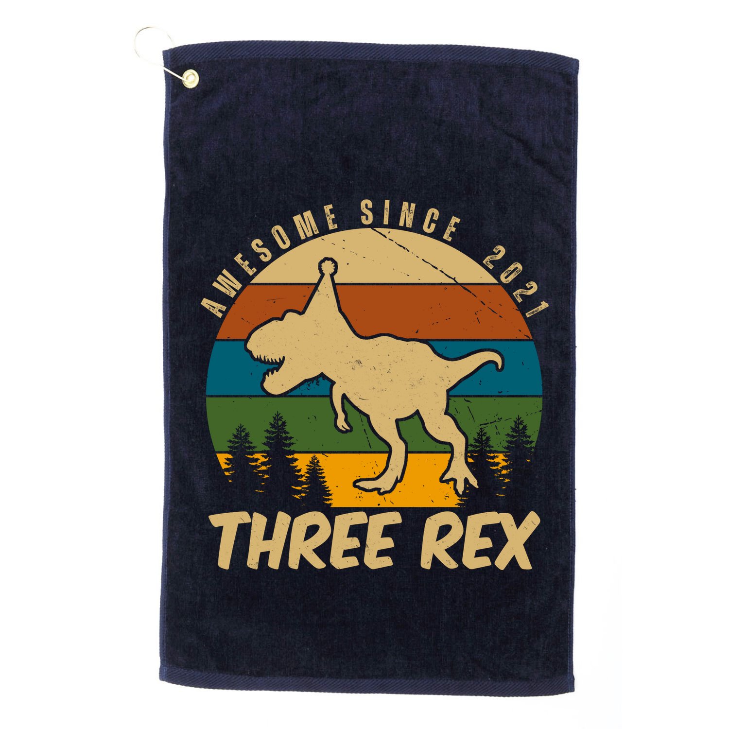 Awesome 3rd Birthday Dinosaur Gift Golf Towel