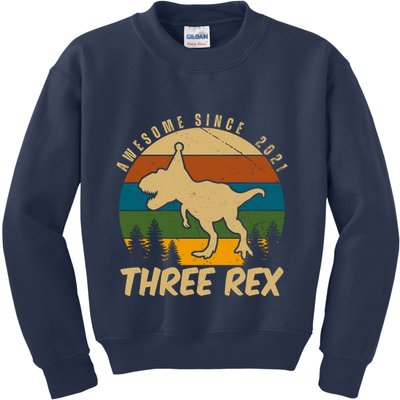Awesome 3rd Birthday Dinosaur Gift Kids Sweatshirt