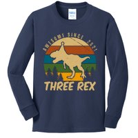 Awesome 3rd Birthday Dinosaur Gift Kids Long Sleeve Shirt