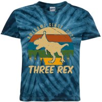 Awesome 3rd Birthday Dinosaur Gift Kids Tie-Dye T-Shirt