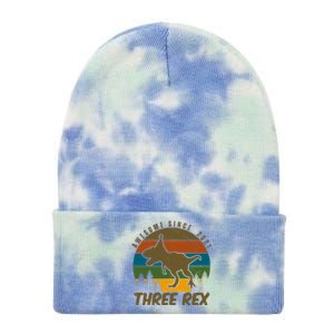 Awesome 3rd Birthday Dinosaur Gift Tie Dye 12in Knit Beanie