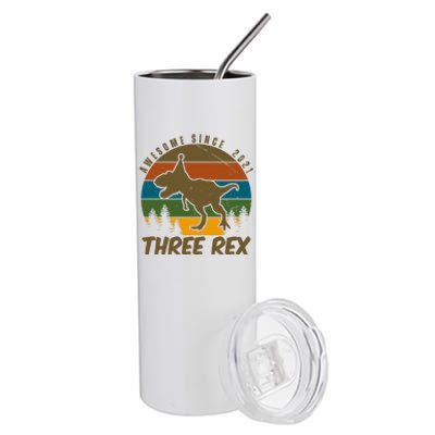 Awesome 3rd Birthday Dinosaur Gift Stainless Steel Tumbler