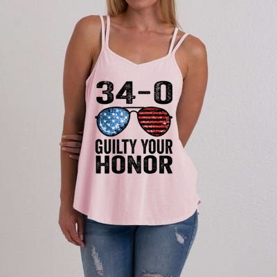 All 34 Felony Counts Anti Trump Political Statement Women's Strappy Tank