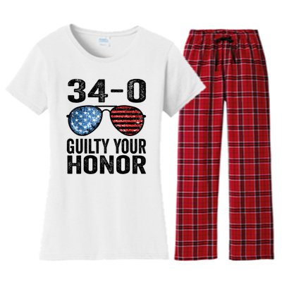 All 34 Felony Counts Anti Trump Political Statement Women's Flannel Pajama Set