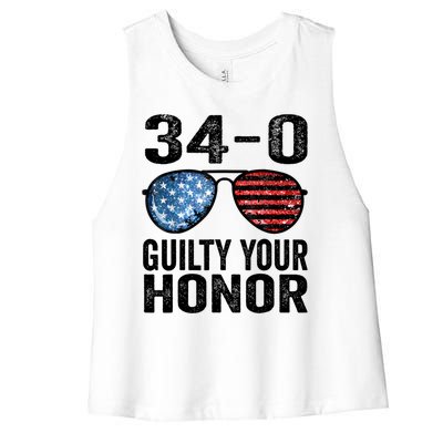 All 34 Felony Counts Anti Trump Political Statement Women's Racerback Cropped Tank