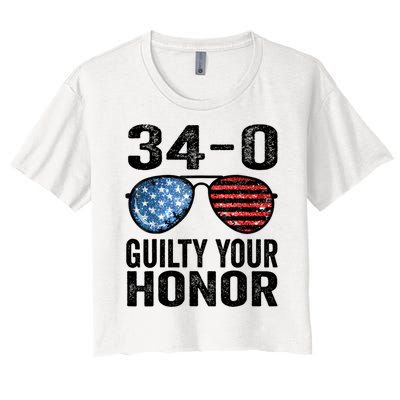 All 34 Felony Counts Anti Trump Political Statement Women's Crop Top Tee