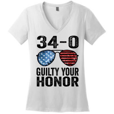 All 34 Felony Counts Anti Trump Political Statement Women's V-Neck T-Shirt