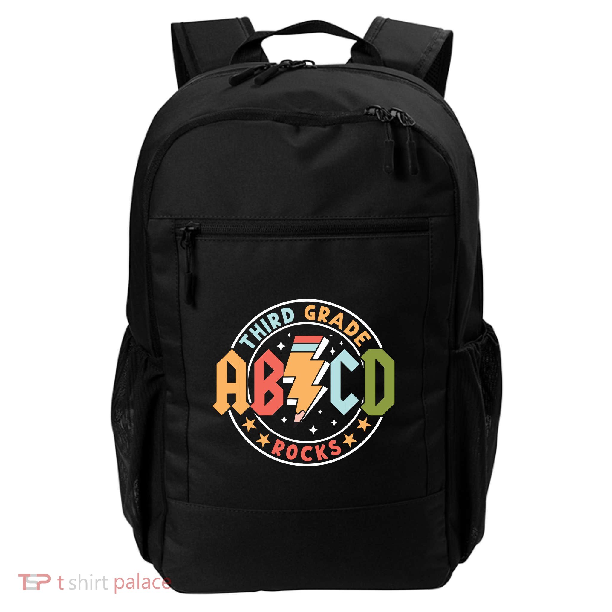 Abcd 3rd Grade Rocks Pencil Lightning Teachers Rock Daily Commute Backpack