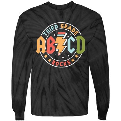 Abcd 3rd Grade Rocks Pencil Lightning Teachers Rock Tie-Dye Long Sleeve Shirt