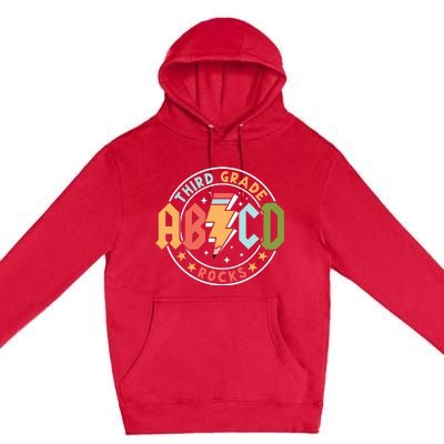 Abcd 3rd Grade Rocks Pencil Lightning Teachers Rock Premium Pullover Hoodie