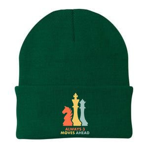 Always 3 Moves Ahead Retro Chess Player Gift Knit Cap Winter Beanie