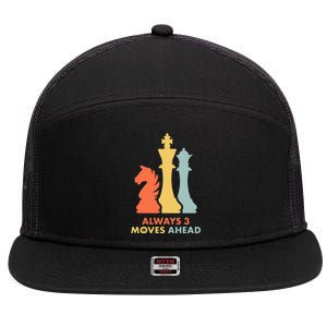 Always 3 Moves Ahead Retro Chess Player Gift 7 Panel Mesh Trucker Snapback Hat