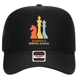 Always 3 Moves Ahead Retro Chess Player Gift High Crown Mesh Back Trucker Hat