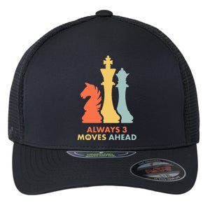 Always 3 Moves Ahead Retro Chess Player Gift Flexfit Unipanel Trucker Cap