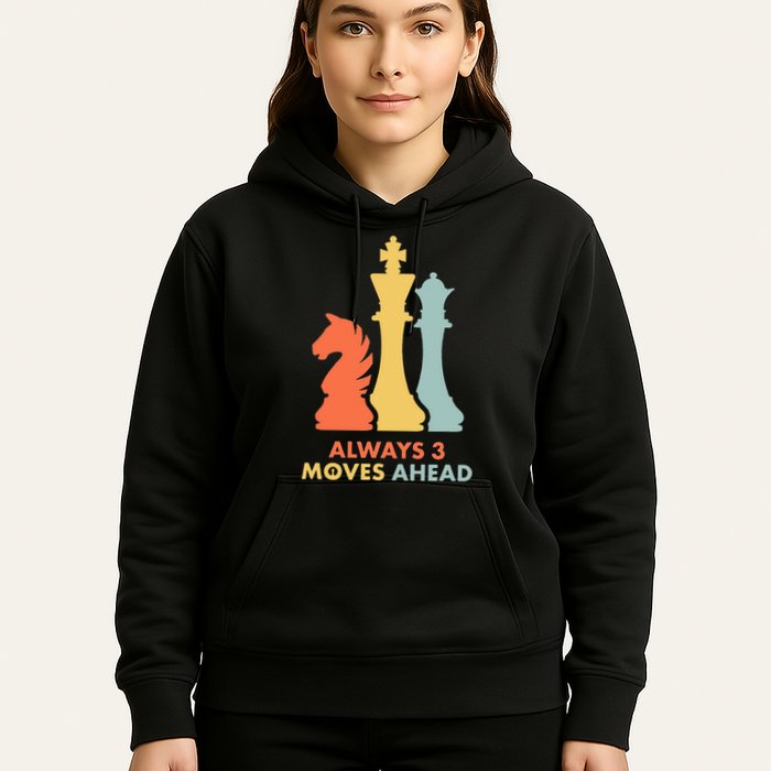 Always 3 Moves Ahead Retro Chess Player Gift Hoodie