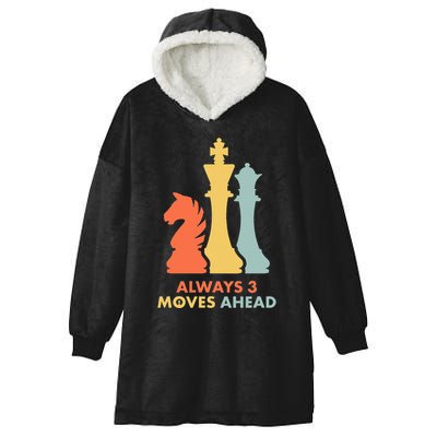 Always 3 Moves Ahead Retro Chess Player Gift Hooded Wearable Blanket