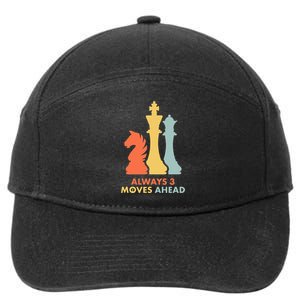 Always 3 Moves Ahead Retro Chess Player Gift 7-Panel Snapback Hat