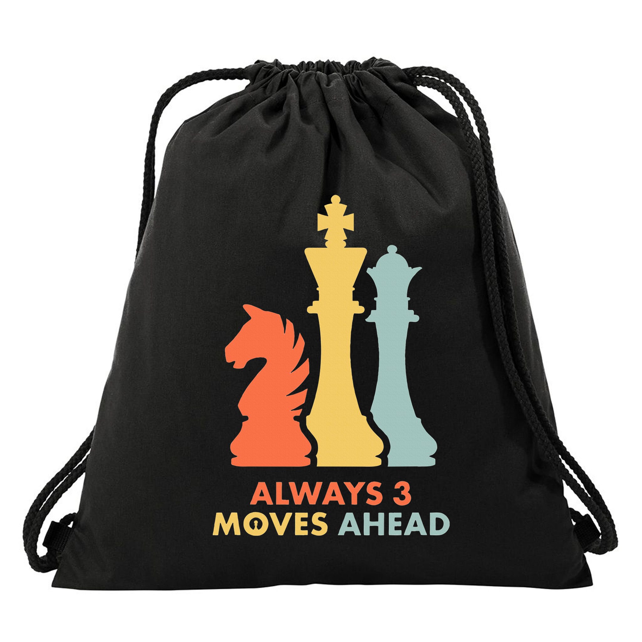 Always 3 Moves Ahead Retro Chess Player Gift Drawstring Bag