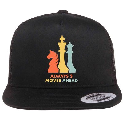 Always 3 Moves Ahead Retro Chess Player Gift Flatbill Hat