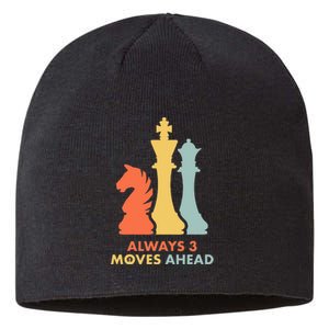 Always 3 Moves Ahead Retro Chess Player Gift Sustainable Beanie