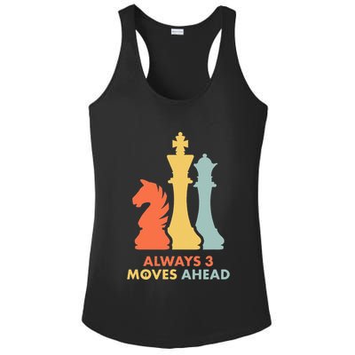 Always 3 Moves Ahead Retro Chess Player Gift Ladies PosiCharge Competitor Racerback Tank