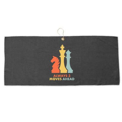 Always 3 Moves Ahead Retro Chess Player Gift Large Microfiber Waffle Golf Towel