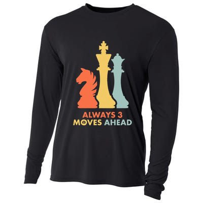 Always 3 Moves Ahead Retro Chess Player Gift Cooling Performance Long Sleeve Crew