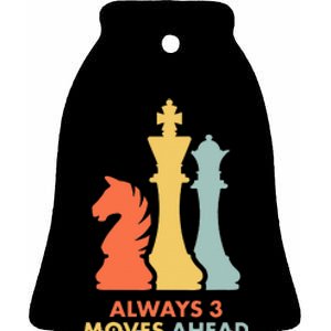 Always 3 Moves Ahead Retro Chess Player Gift Ceramic Bell Ornament