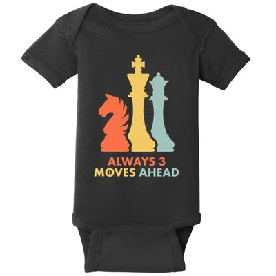 Always 3 Moves Ahead Retro Chess Player Gift Baby Bodysuit