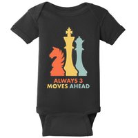 Always 3 Moves Ahead Retro Chess Player Gift Baby Bodysuit