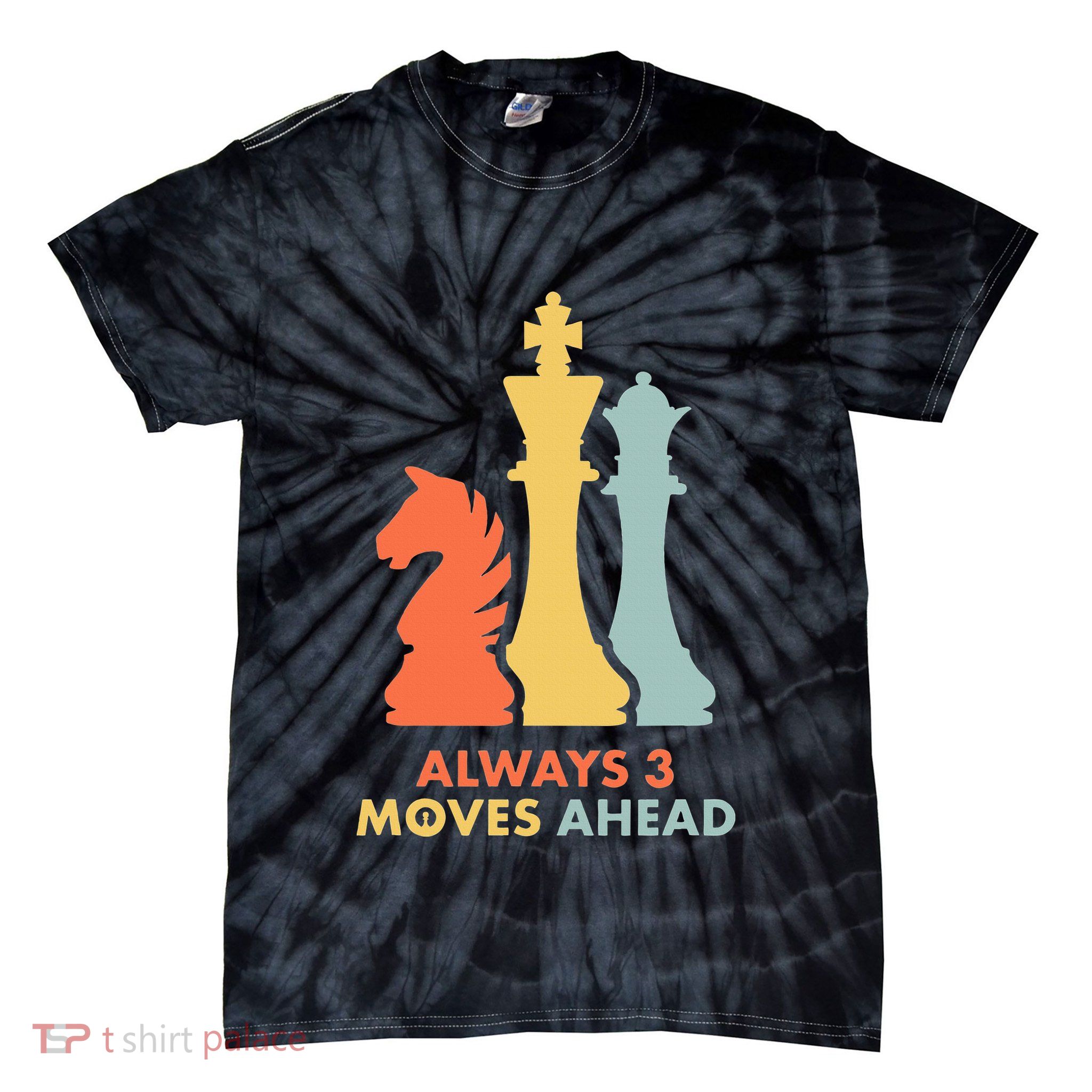 Always 3 Moves Ahead Retro Chess Player Gift Tie-Dye T-Shirt