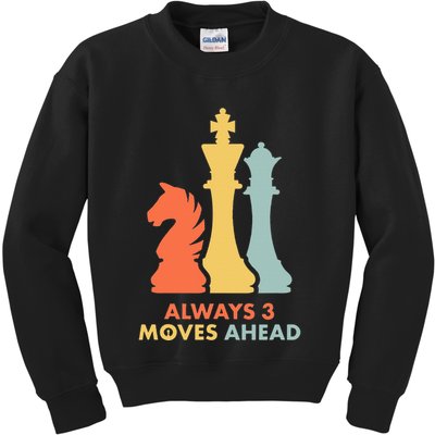 Always 3 Moves Ahead Retro Chess Player Gift Kids Sweatshirt