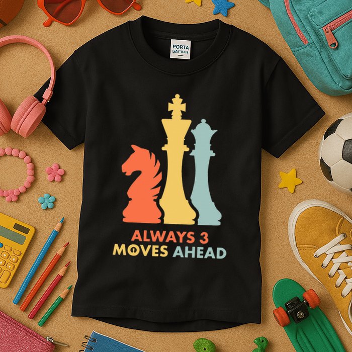 Always 3 Moves Ahead Retro Chess Player Gift Kids T-Shirt