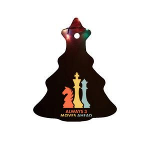 Always 3 Moves Ahead Retro Chess Player Gift Ceramic Tree Ornament