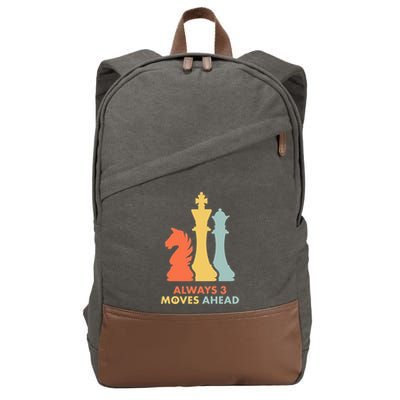 Always 3 Moves Ahead Retro Chess Player Gift Cotton Canvas Backpack