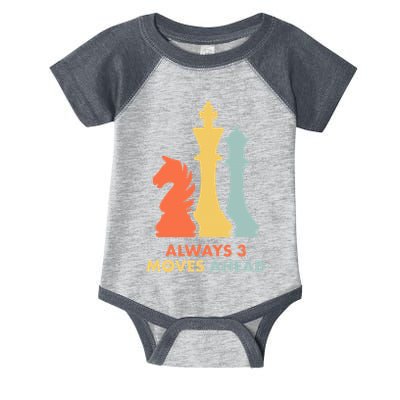 Always 3 Moves Ahead Retro Chess Player Gift Infant Baby Jersey Bodysuit