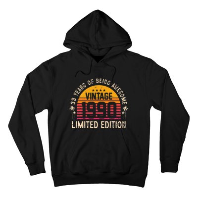 Awesome 33 Years Old 33rd Birthday Sunset Vintage 1990 Hoodie