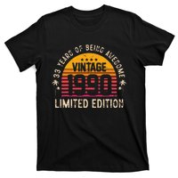 Awesome 33 Years Old 33rd Birthday Sunset Vintage 1990 T-Shirt